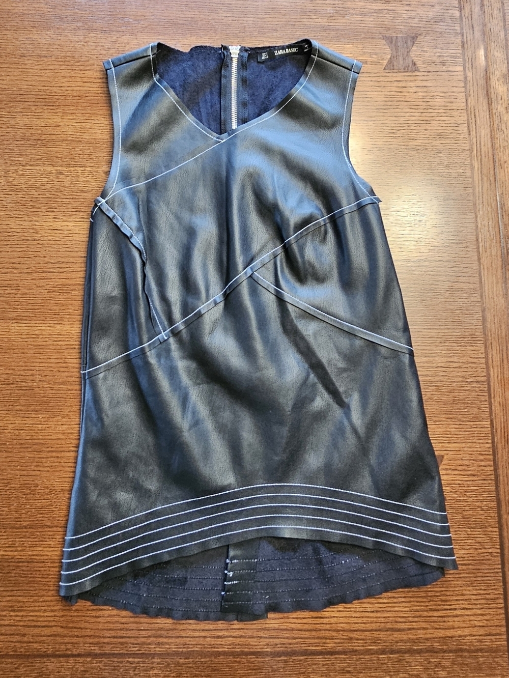 Zara Faux Leather Stitched Tank Small